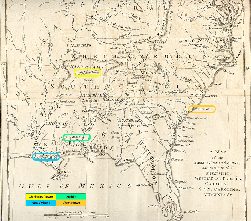 Graphic of James Adair Map circa 1768