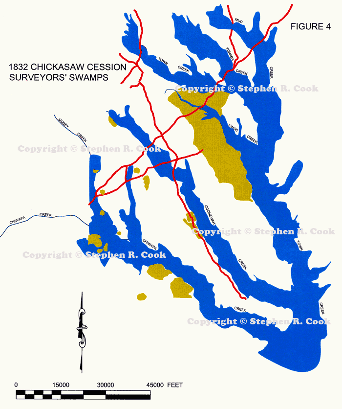 Figure 4 - 1832 Chickasaw Cession Surveyors' Notes - Swamps - All images are copyright protected. Please contact the author, Stephen R. Cook to purchase rights to use these images.