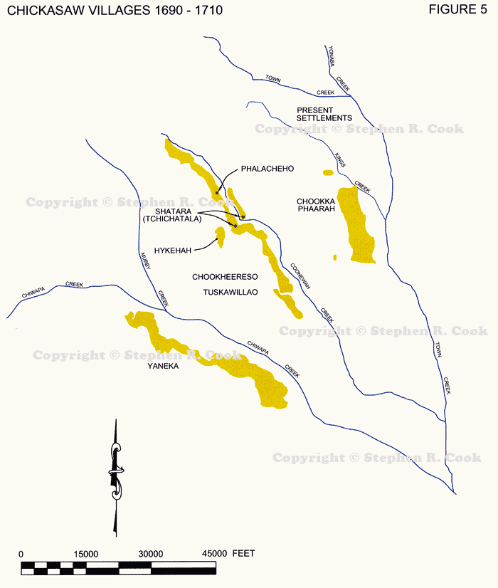 Figure 5 - Chickasaw Villages 1690-1710 Interpretive Map - All images are copyright protected. Please contact the author, Stephen R. Cook to purchase rights to use these images.