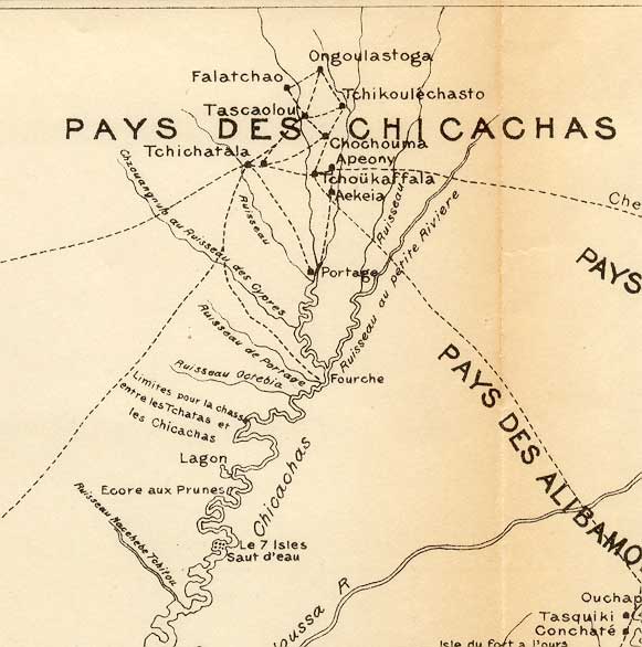 Figure 6 - De Cresnay 1733, "The Territory Between the Chattahoochee and Mississippi Rivers" - All images are copyright protected. Please contact the author, Stephen R. Cook to purchase rights to use these images.