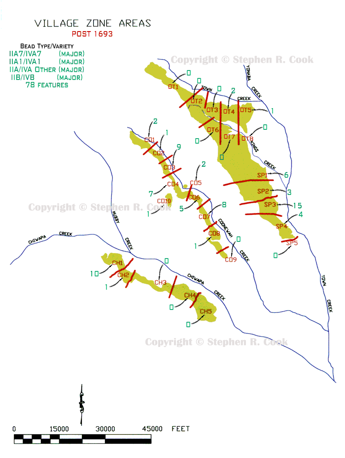 Figure 3 - Village Zone Areas Post 1693 - All images are copyright protected. Please contact the author, Stephen R. Cook to purchase rights to use these images.